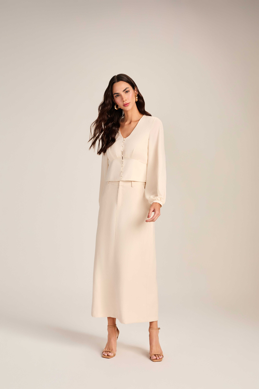 SAIA MIDI COM BOLSOS EMBUTIDOS