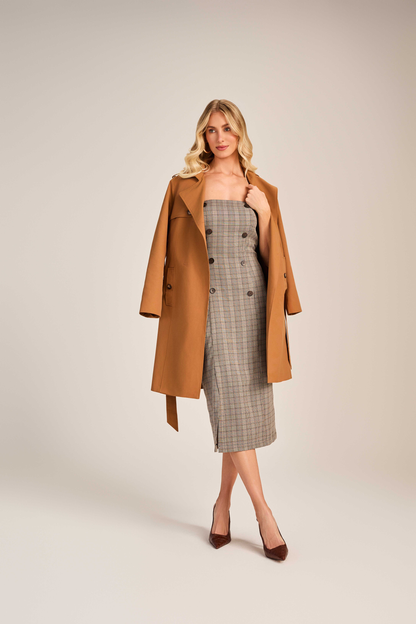 VESTIDO DECOTE SEM ALÇAS XADREZ