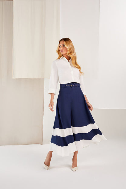 SAIA COM CINTO E DETALHE BICOLOR