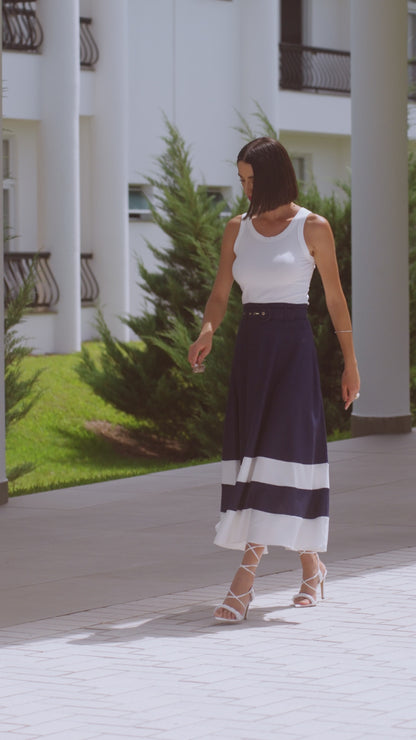 SAIA COM CINTO E DETALHE BICOLOR